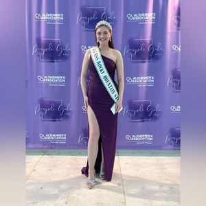 Sherri Hill Plum High Slit Dress